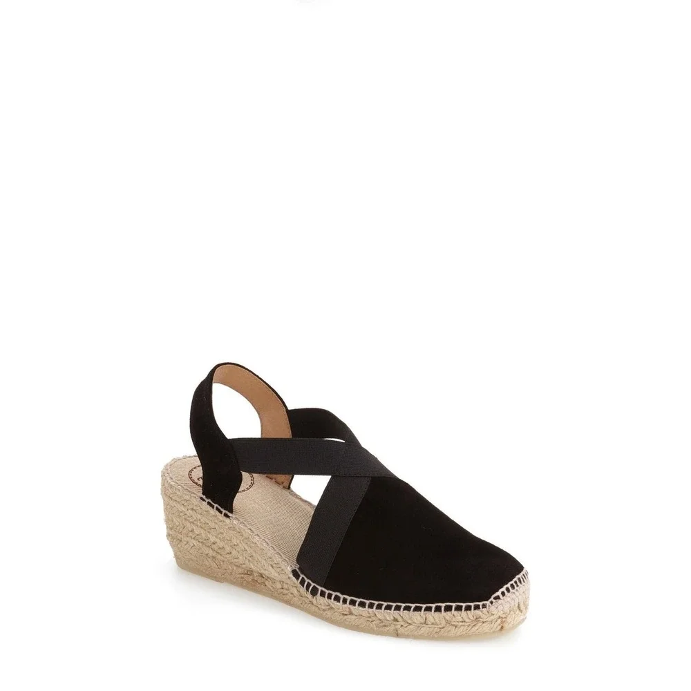 Toni Pons Tarbes Black Canvas Espadrille Wedge Sandals Womens 39 Spain
